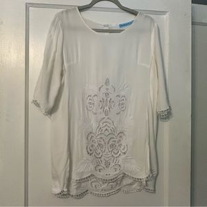 🌴 Cream Pool Coverup with Beautiful Embroidery - size medium